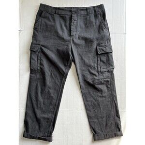 James Perse Mens Cargo Pants Button Fly Drawstring High Rise Textured Cotton 38